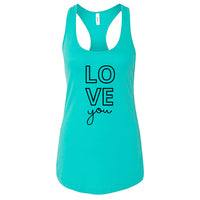Women's "Love You" Graphic Tank Top | Cute Summer Sleeveless Shirt & Valentine's Gift