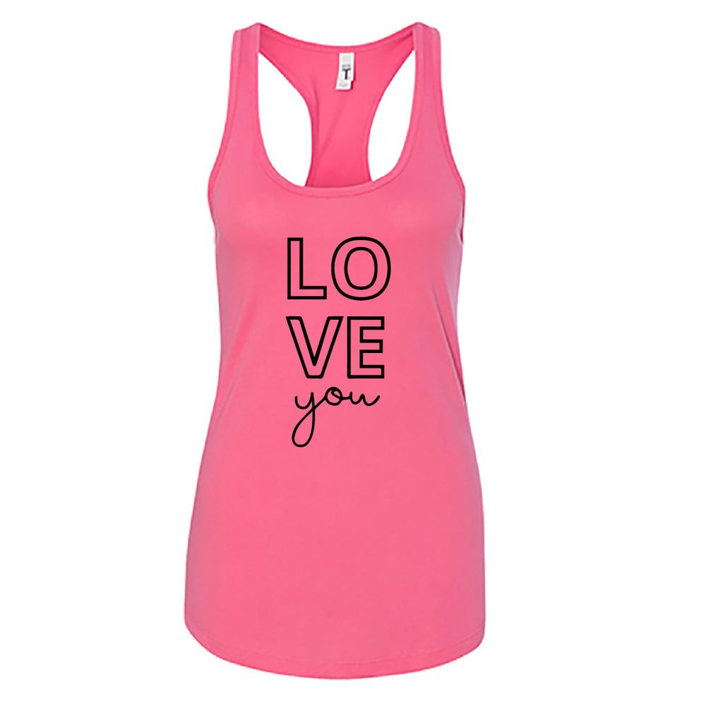 Women's "Love You" Graphic Tank Top | Cute Summer Sleeveless Shirt & Valentine's Gift