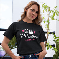 Women’s Be My Valentine T-Shirt – Cute Heart & Arrow Graphic Tee – Slim Fit Soft Holiday Top