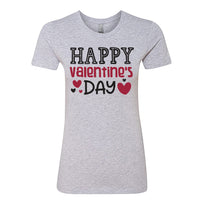 Women’s Happy Valentine’s Day T-Shirt – Pink Script & Heart Graphic Tee – Soft Cotton Festive Holiday Top