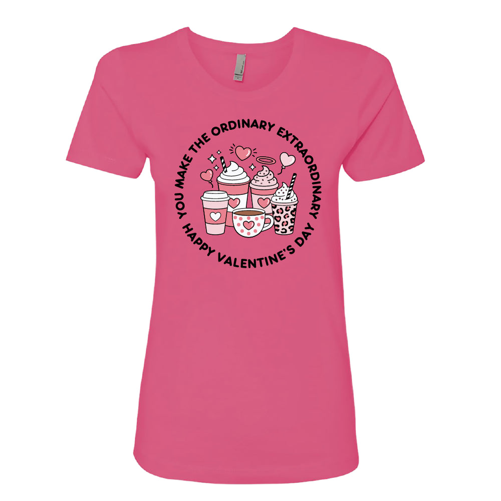 Women’s Happy Valentine’s Day T-Shirt – Modern Pink Script Graphic Tee – Stylish Cotton Holiday Top for Women