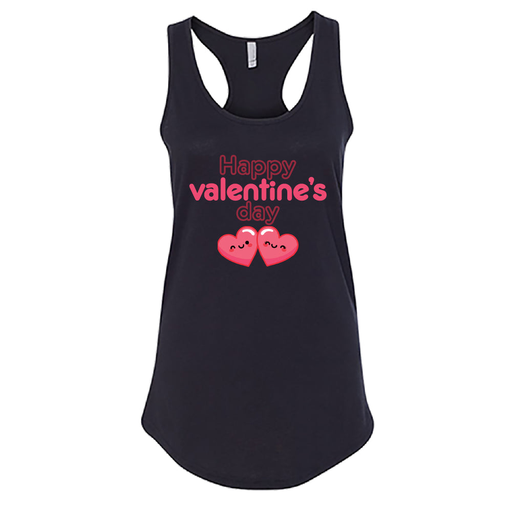 Women’s Happy Valentine’s Day Tank Top – Modern Pink Script Graphic Racerback – Soft Cotton Sleeveless Holiday Shirt