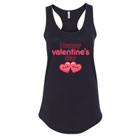 Women’s Happy Valentine’s Day Tank Top – Modern Pink Script Graphic Racerback – Soft Cotton Sleeveless Holiday Shirt