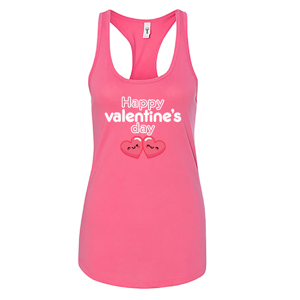 Women’s Happy Valentine’s Day Tank Top – Modern Pink Script Graphic Racerback – Soft Cotton Sleeveless Holiday Shirt