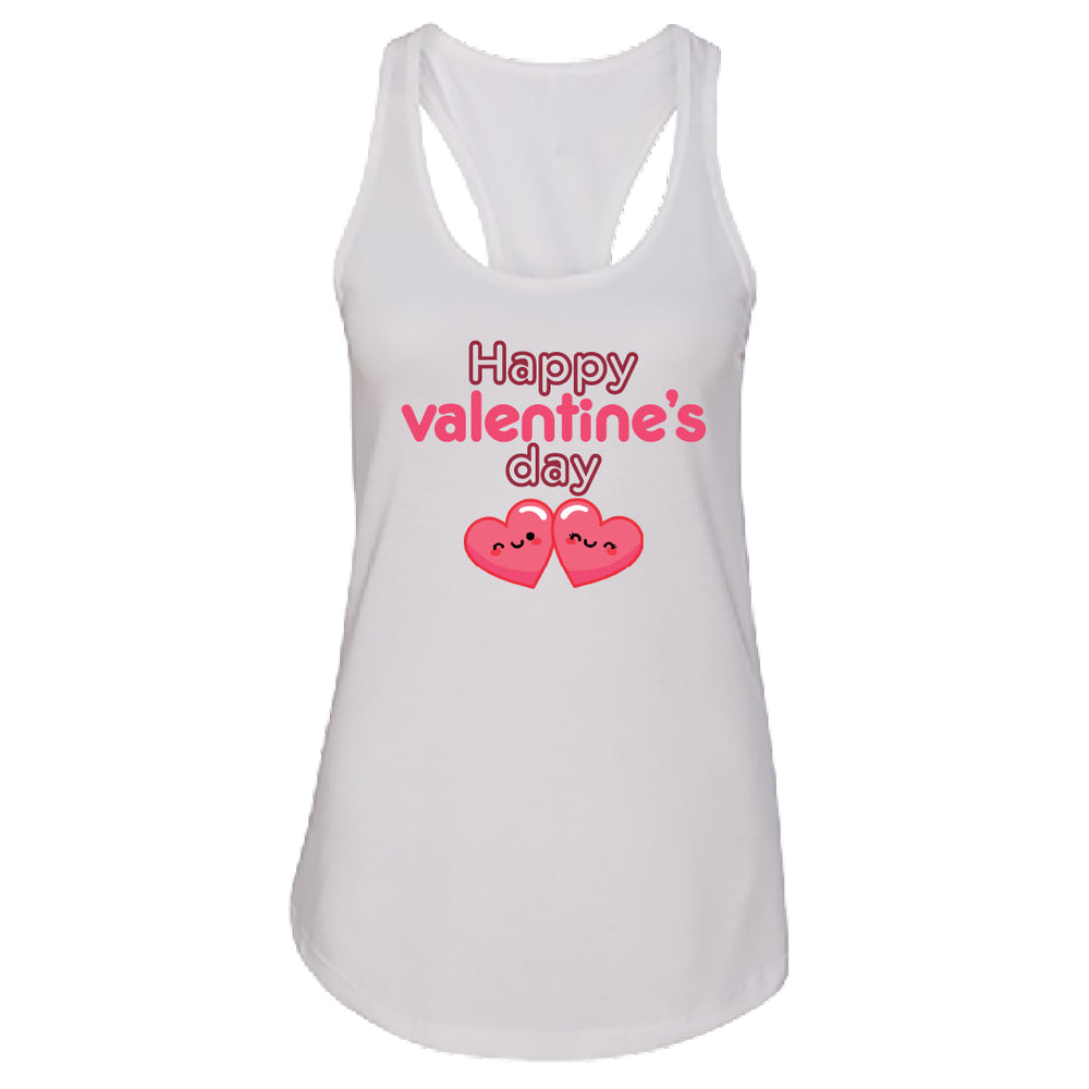 Women’s Happy Valentine’s Day Tank Top – Modern Pink Script Graphic Racerback – Soft Cotton Sleeveless Holiday Shirt