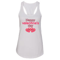 Women’s Happy Valentine’s Day Tank Top – Modern Pink Script Graphic Racerback – Soft Cotton Sleeveless Holiday Shirt