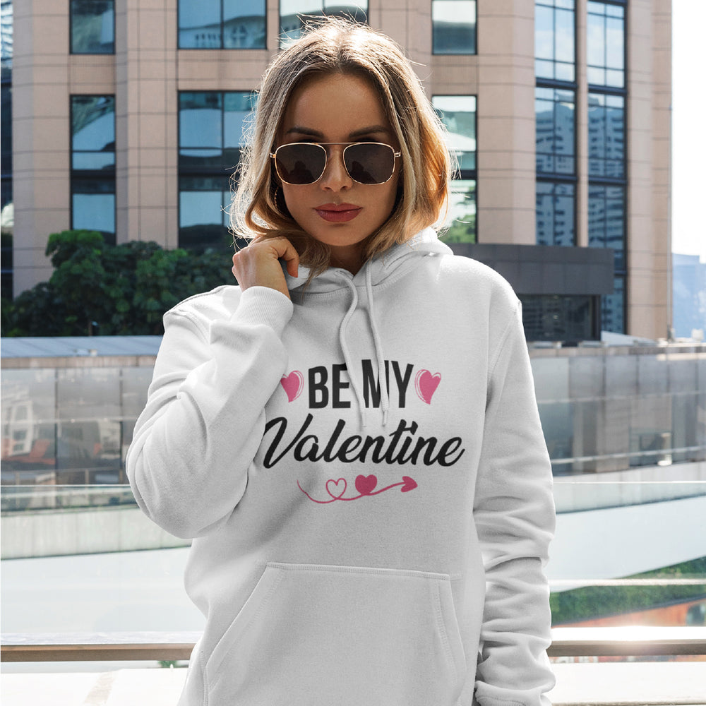 Unisex "Be My Valentine" Hoodie – Cozy Heart & Arrow Graphic Pullover – Premium Fleece Valentine's Day Sweatshirt