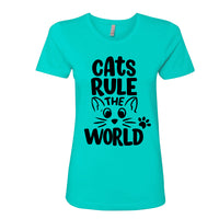 Cats Rule the World" Women's Tee – A Playful T-Shirt for Every Cat Mom
