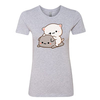 SEO Product Title Women’s Peach & Goma Funny T-Shirt – Cute Mochi Peach Cat Graphic Tee – Kawaii Mocha & Milk Lovers Shirt – Soft Cotton Romantic Cartoon Tee for Her