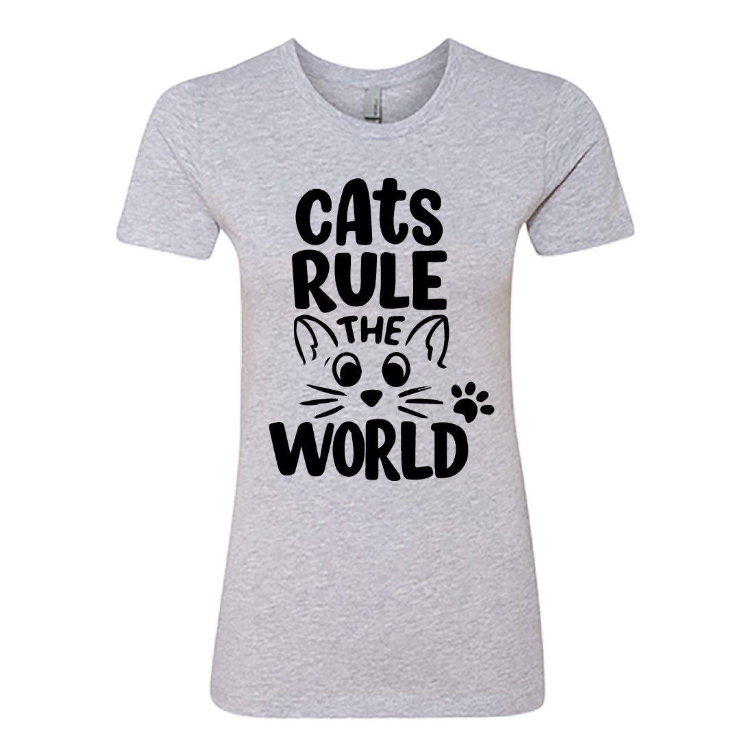 Cats Rule the World" Women's Tee – A Playful T-Shirt for Every Cat Mom