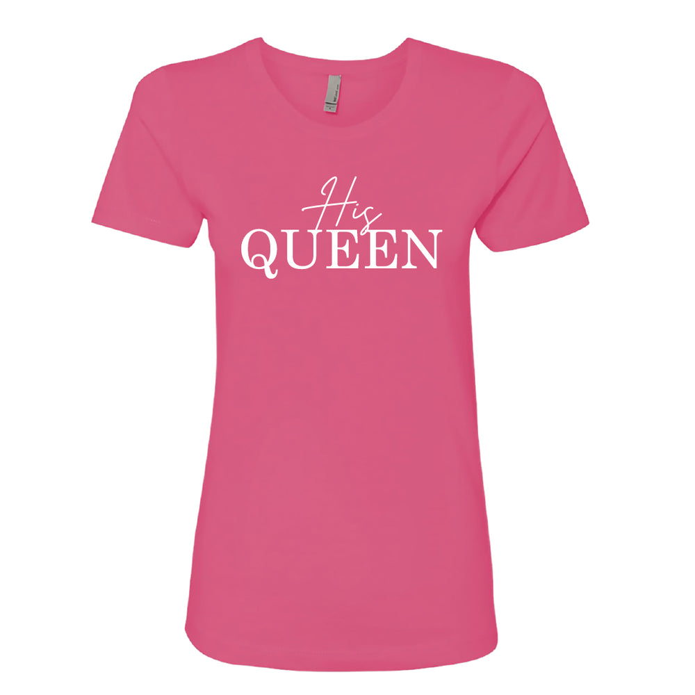 Women’s "His Queen" Graphic T-Shirt – Elegant Royal Crown Typography Tee – Soft Cotton Matching Couples' Shirt for HerWomen’s "His Queen" Graphic T-Shirt – Elegant Royal Crown Typography Tee – Soft Cotton Matching Couples' Shirt for Her