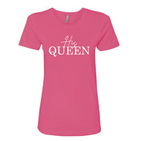 Women’s "His Queen" Graphic T-Shirt – Elegant Royal Crown Typography Tee – Soft Cotton Matching Couples' Shirt for HerWomen’s "His Queen" Graphic T-Shirt – Elegant Royal Crown Typography Tee – Soft Cotton Matching Couples' Shirt for Her