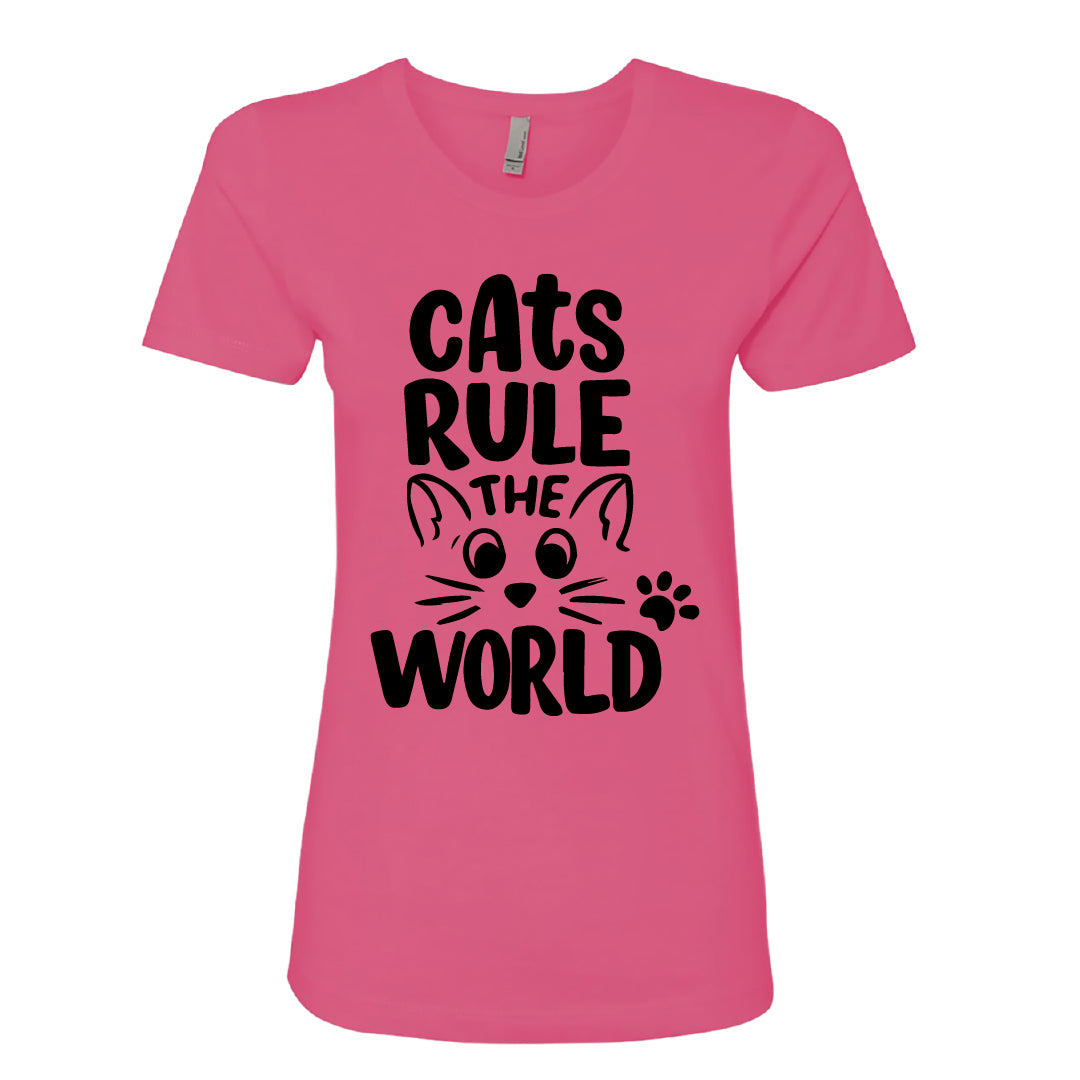Cats Rule the World" Women's Tee – A Playful T-Shirt for Every Cat Mom
