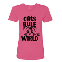 Cats Rule the World" Women's Tee – A Playful T-Shirt for Every Cat Mom