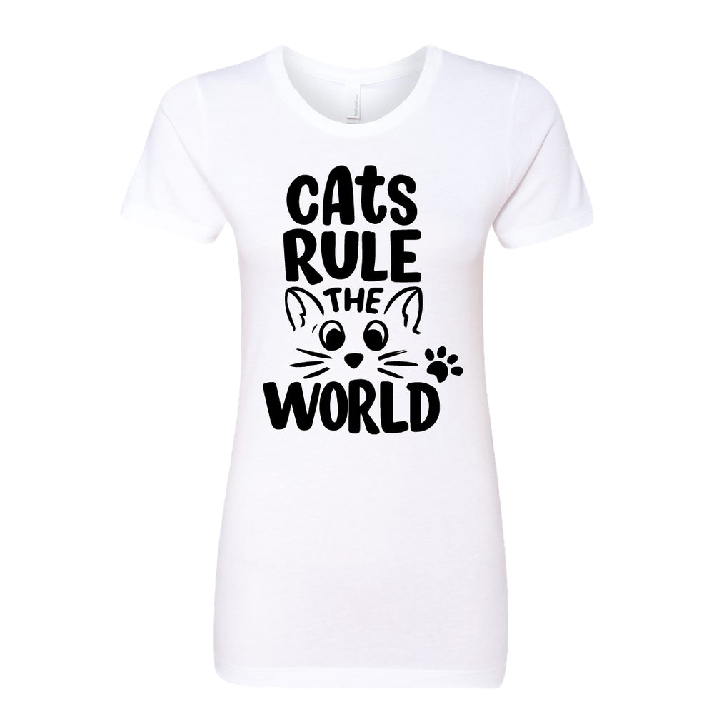 Cats Rule the World" Women's Tee – A Playful T-Shirt for Every Cat Mom