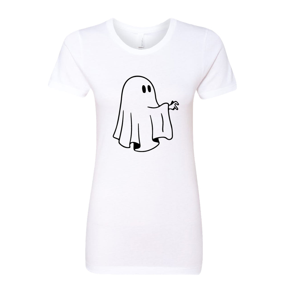 Women’s Cartoon Ghost T-Shirt – Spooky Cute Graphic Tee – Soft Cotton Minimalist Ghost Shirt for Her – Trendy Halloween & Fall Fashion