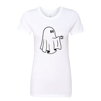 Women’s Cartoon Ghost T-Shirt – Spooky Cute Graphic Tee – Soft Cotton Minimalist Ghost Shirt for Her – Trendy Halloween & Fall Fashion