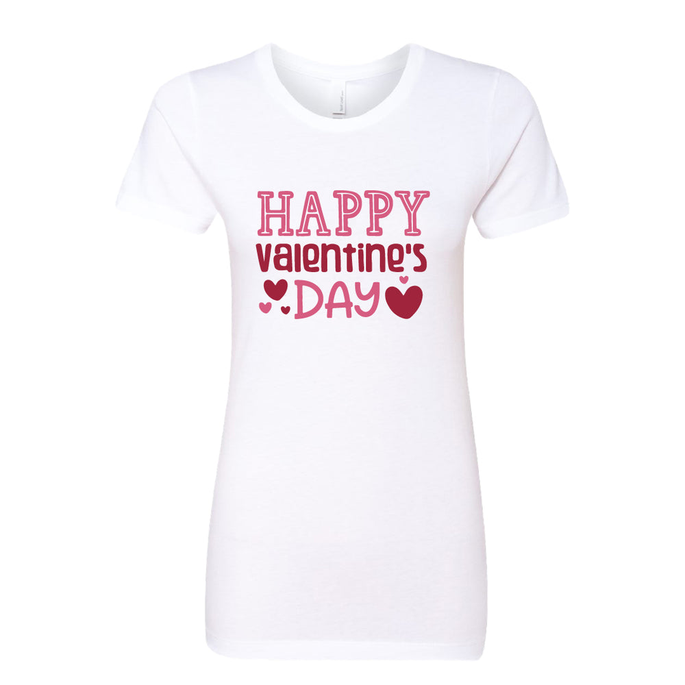 Women’s Happy Valentine's Day T-Shirt | Heart Graphic Crew Neck Tee | Soft Cotton Festive Holiday Top