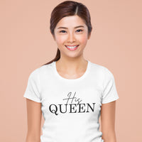Women’s "His Queen" Graphic T-Shirt – Elegant Royal Crown Typography Tee – Soft Cotton Matching Couples' Shirt for HerWomen’s "His Queen" Graphic T-Shirt – Elegant Royal Crown Typography Tee – Soft Cotton Matching Couples' Shirt for Her