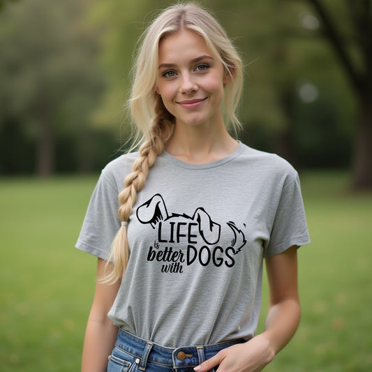 Life is Better with Dogs" Women's T-Shirt – The Go-To Tee for Every Dog Lover
