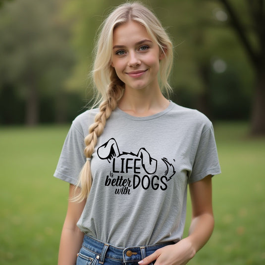 Life is Better with Dogs" Women's T-Shirt – The Go-To Tee for Every Dog Lover