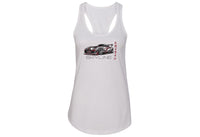 Nissan Skyline Women’s Racerback Tanks – Lightweight, Fitted Tank Tops in Hot Pink, Tahiti Blue, White | Sizes Small to 2XL