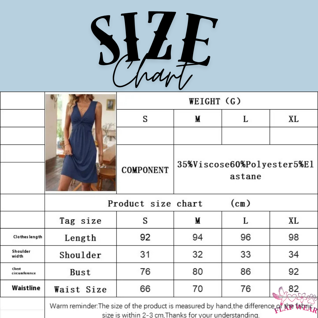Women's Casual V-Neck Twist Front A-Line Mini Dress - Summer Sleeveless Pleated Flowy Beach Swing Dresses