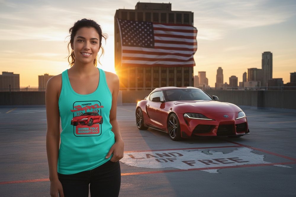 Women’s Toyota Supra Graphic Tank Top – “Born to Boost” | Sizes S–2XL | 6 Bold Colors
