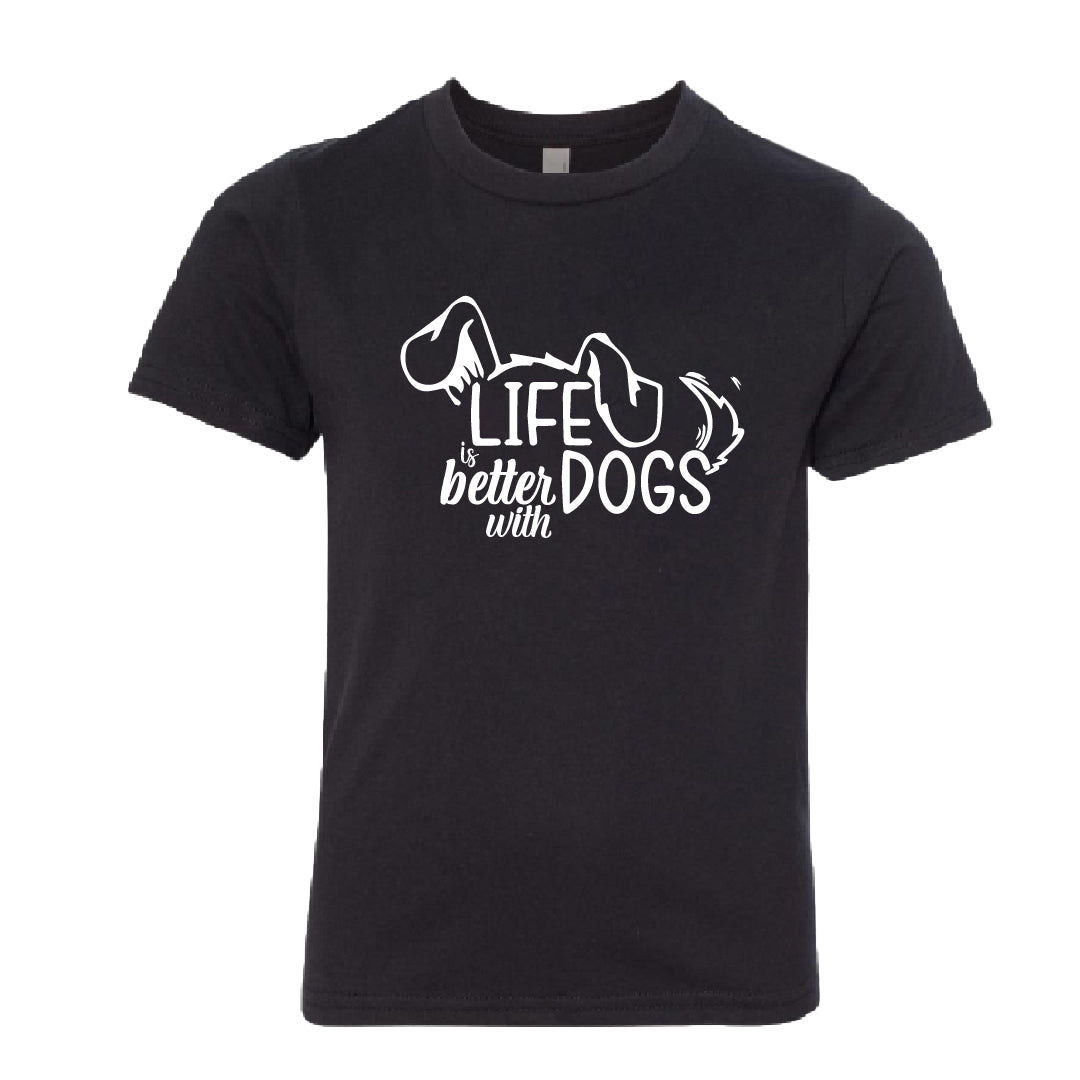 Life is Better with Dogs" Youth T-Shirt – The Go-To Tee for Young Dog Lovers