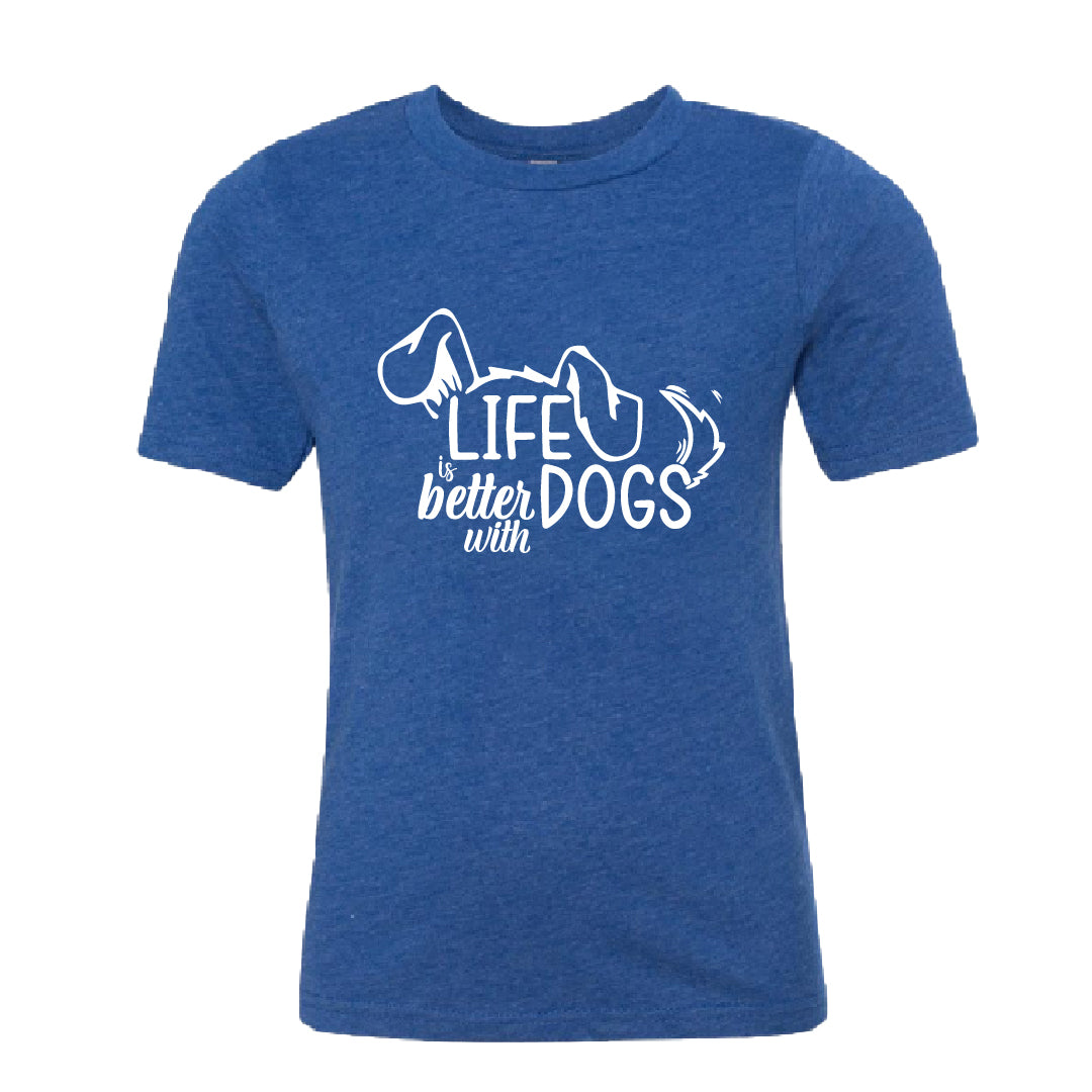 Life is Better with Dogs" Youth T-Shirt – The Go-To Tee for Young Dog Lovers