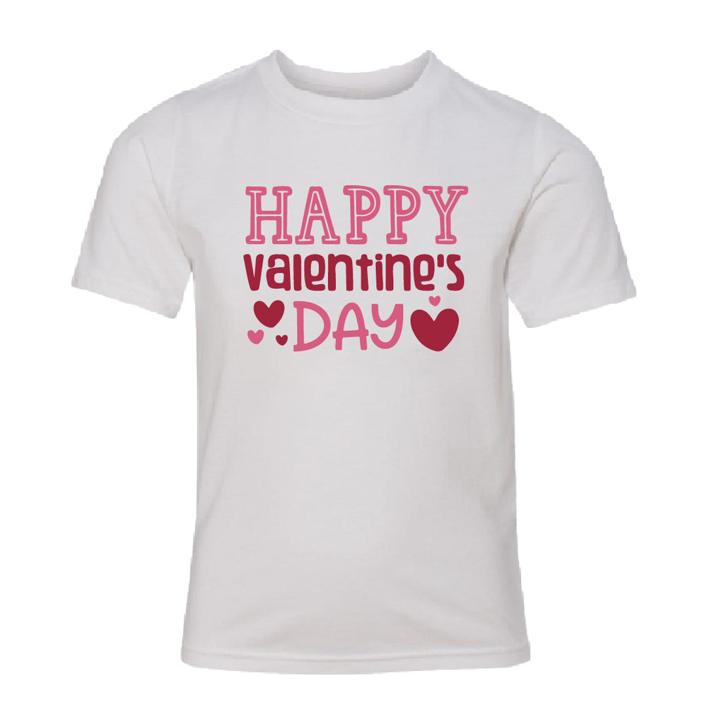 Kids Happy Valentine's Day T-Shirt | Heart Graphic Youth Tee for Boys & Girls | Soft Cotton Holiday Holiday Shirt