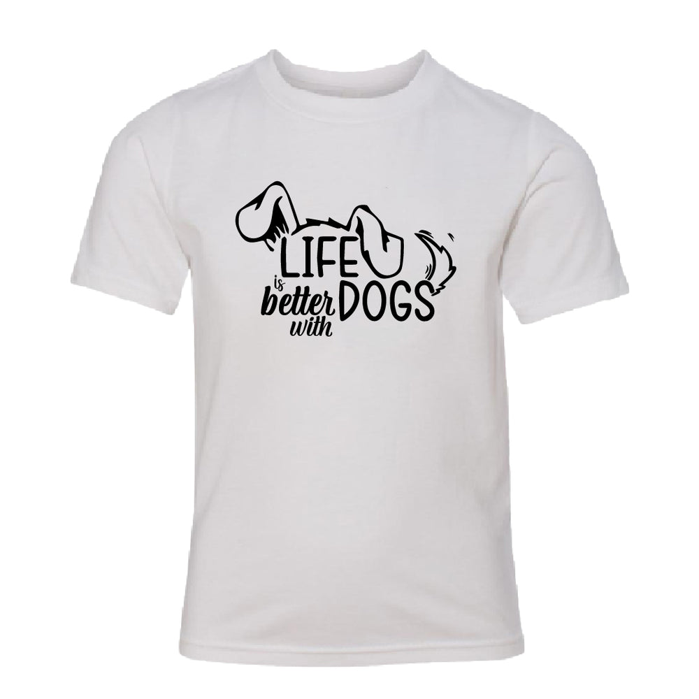 Life is Better with Dogs" Youth T-Shirt – The Go-To Tee for Young Dog Lovers