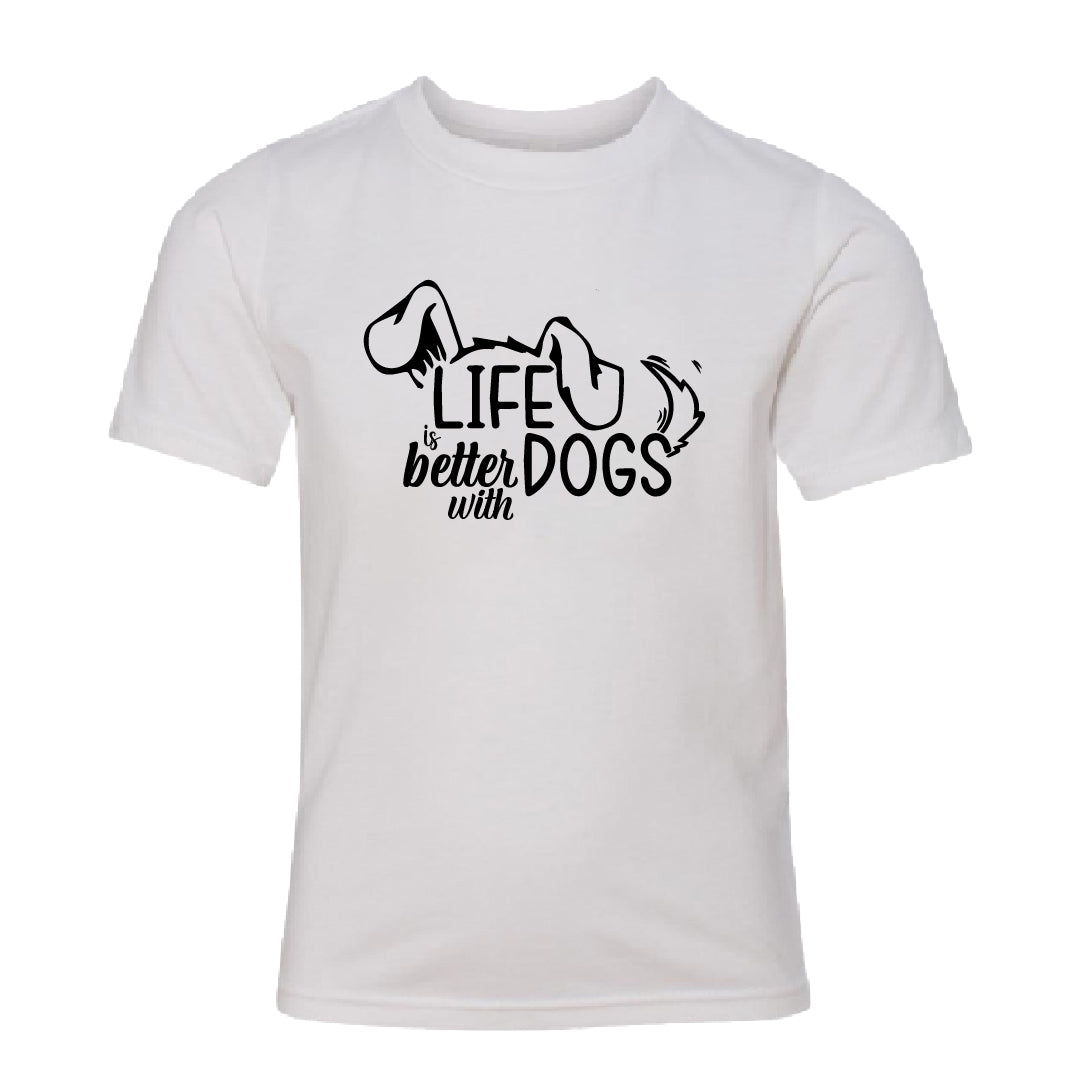 Life is Better with Dogs" Youth T-Shirt – The Go-To Tee for Young Dog Lovers