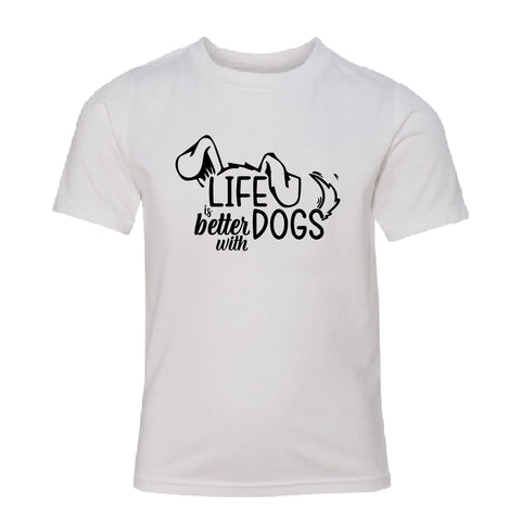 Life is Better with Dogs" Youth T-Shirt – The Go-To Tee for Young Dog Lovers