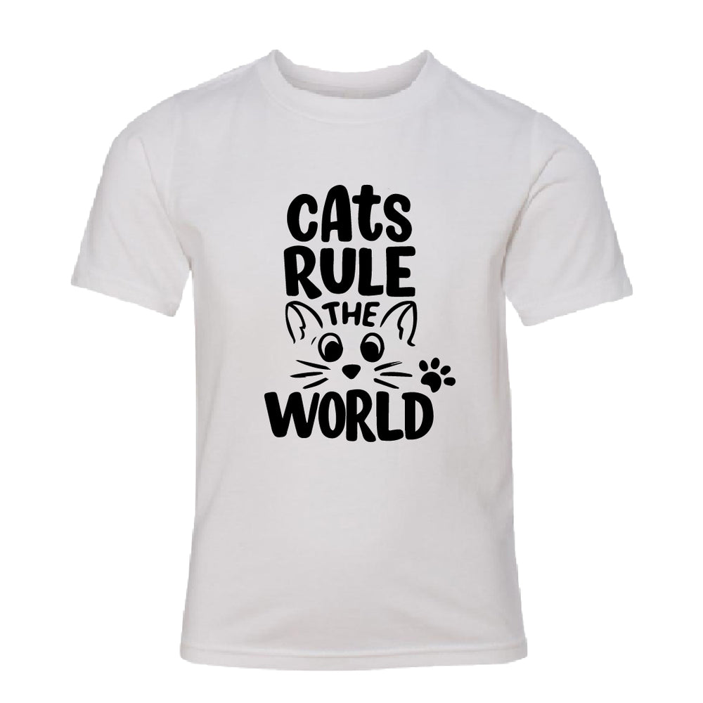 Majestic "Cats Rule the World" Youth T-Shirt – Playful & Fun Kitty Graphic Tee