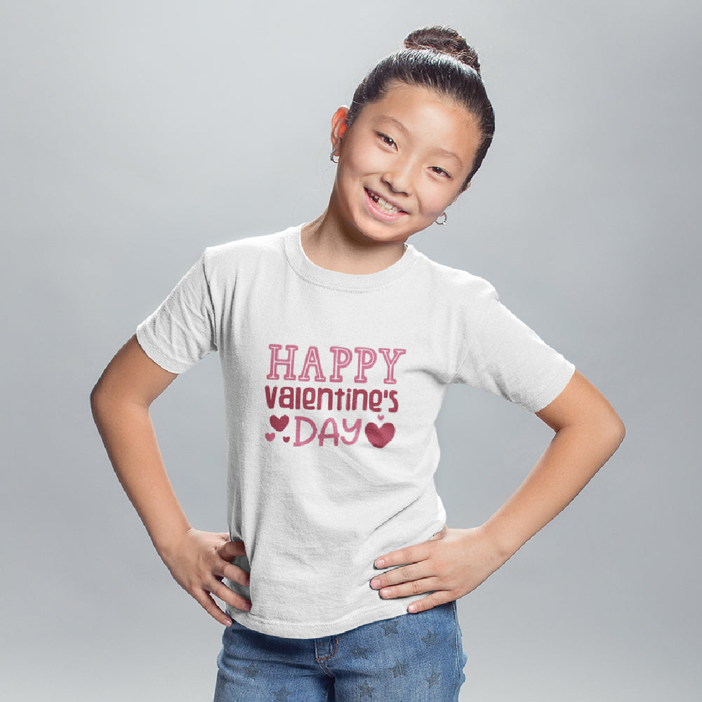 Kids Happy Valentine's Day T-Shirt | Heart Graphic Youth Tee for Boys & Girls | Soft Cotton Holiday Holiday Shirt