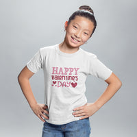 Kids Happy Valentine's Day T-Shirt | Heart Graphic Youth Tee for Boys & Girls | Soft Cotton Holiday Holiday Shirt