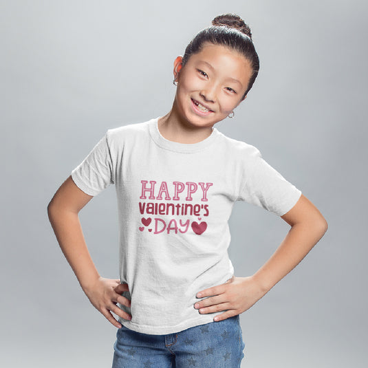 Kids Happy Valentine's Day T-Shirt | Heart Graphic Youth Tee for Boys & Girls | Soft Cotton Holiday Holiday Shirt