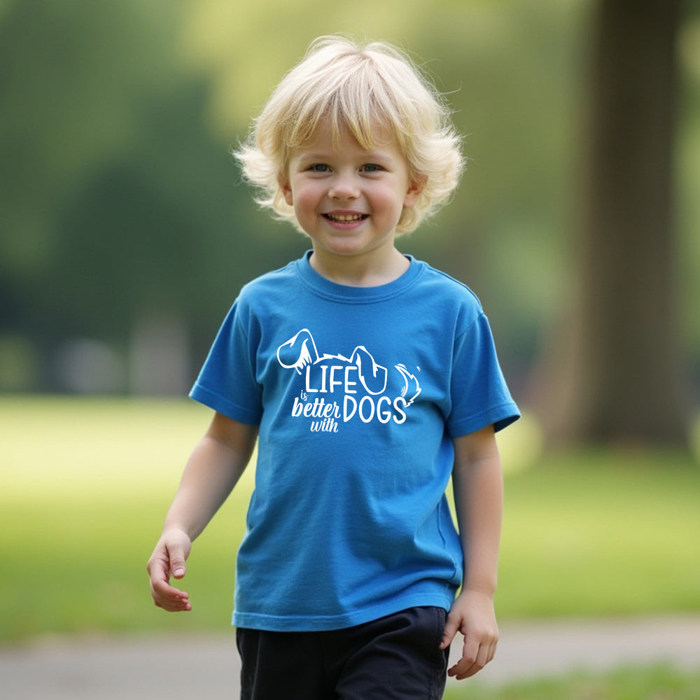 Life is Better with Dogs" Youth T-Shirt – The Go-To Tee for Young Dog Lovers