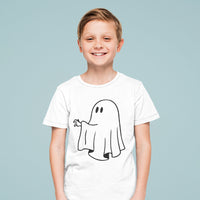 Kids Cute Cartoon Ghost T-Shirt – Youth Spooky Graphic Tee – Soft Cotton Funny Ghost Shirt for Boys & Girls