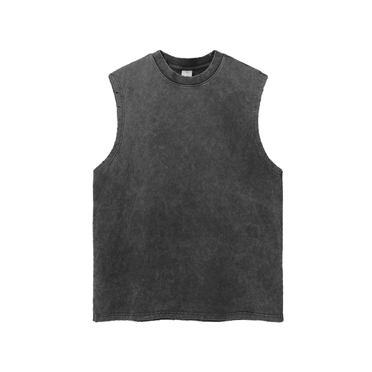Unisex Snow Washed Frayed Hem Tank Top