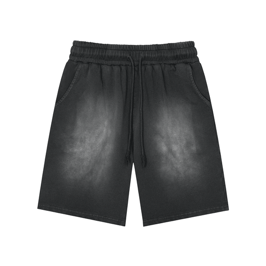 Unisex Rectangle Patch Monkey Washed Shorts | shorts men,shorts women,shorts,short sleeve button down,short sleeve tops for women