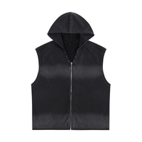 Unisex Vintage Washed Zip-Up Hooded Tank Top | tank top,tank top men,tank tops women,tank top with built in bra,tank tops women y2k