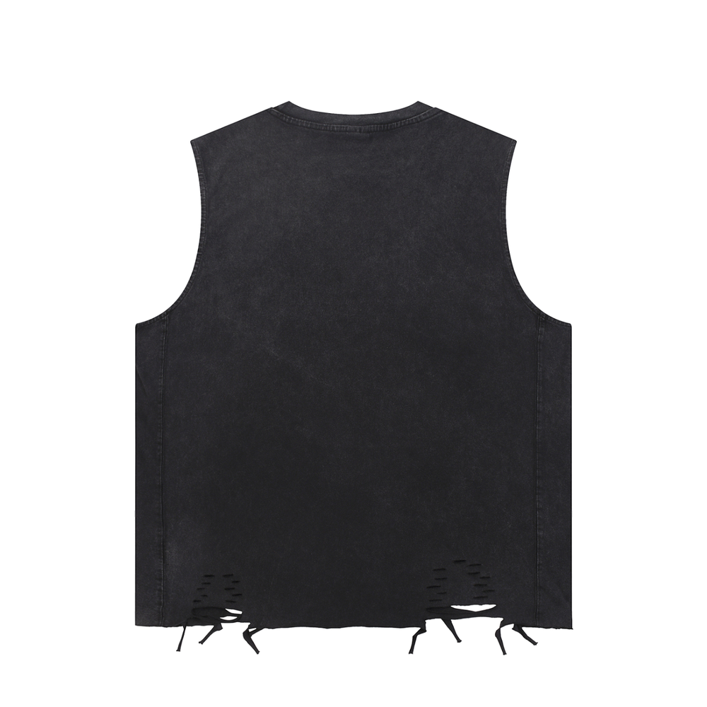 Unisex Snow Washed Raw-Hem Tank Top