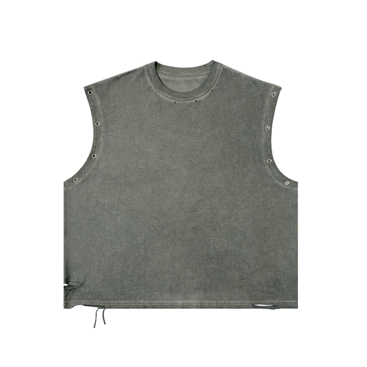 Unisex Distressed Grommet Eyelet Tank Top