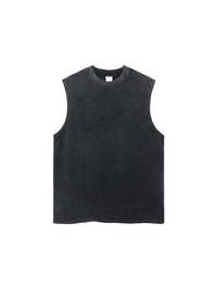Unisex Snow Washed Frayed Hem Tank Top