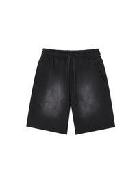 Unisex Rectangle Patch Monkey Washed Shorts | shorts men,shorts women,shorts,short sleeve button down,short sleeve tops for women