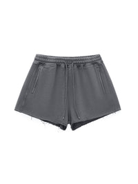 Women Snow Washed Raw Edge Drawstring Shorts | shorts men,shorts women,shorts,short sleeve button down,short sleeve tops for women