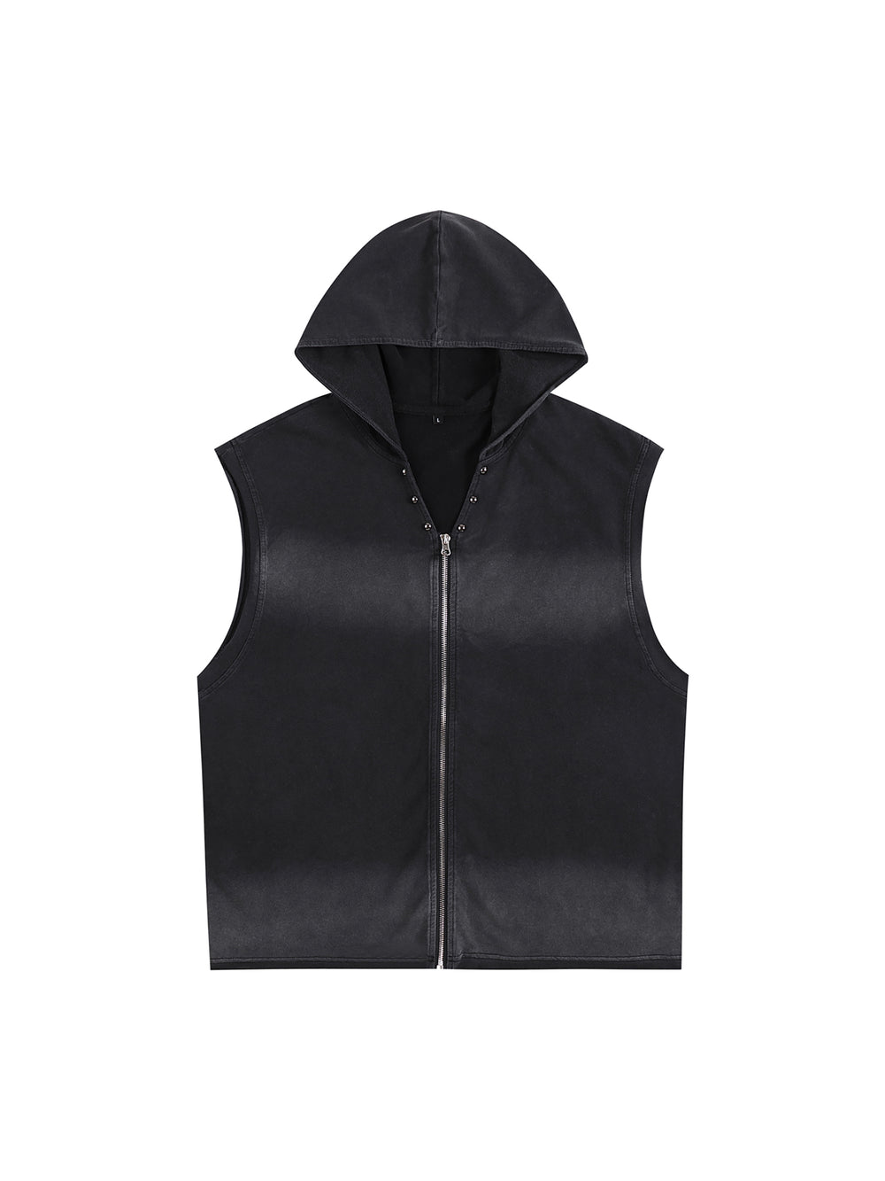 Unisex Vintage Washed Zip-Up Hooded Tank Top | tank top,tank top men,tank tops women,tank top with built in bra,tank tops women y2k