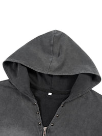 Unisex Vintage Washed Zip-Up Hooded Tank Top | tank top,tank top men,tank tops women,tank top with built in bra,tank tops women y2k
